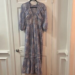Free People golden hour blue Floral Maxi Dress CS